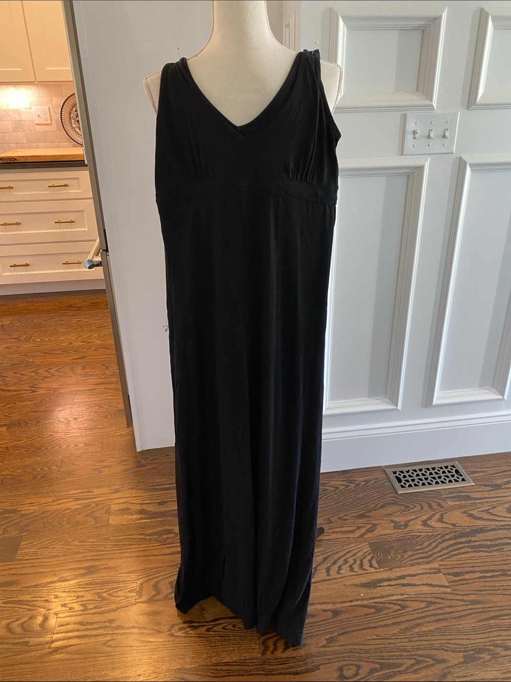 Hard Tail Black Bamboo-Cotton V-Neck Maxi Dress